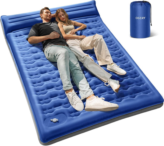 OGERY Sleeping Pad for Camping, 6" Extra-Thick Reinforced Camping Sleeping Pad with Pillows & Built-in Foot Pump, Ultralight Self Inflating Air Mattress Mat for Tent Hiking Essentials Gear