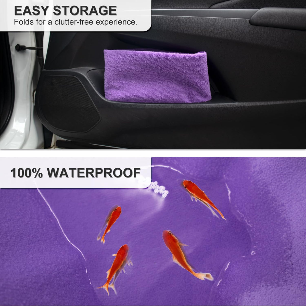 Waterproof Sweating Car Seat Cover for Post Gym Workout, Running, Swimming, Beach and Hiking, Universal Fit Non-Slip Bucket Seat Protector for Cars SUV Trucks, Machine Washable (Purple)