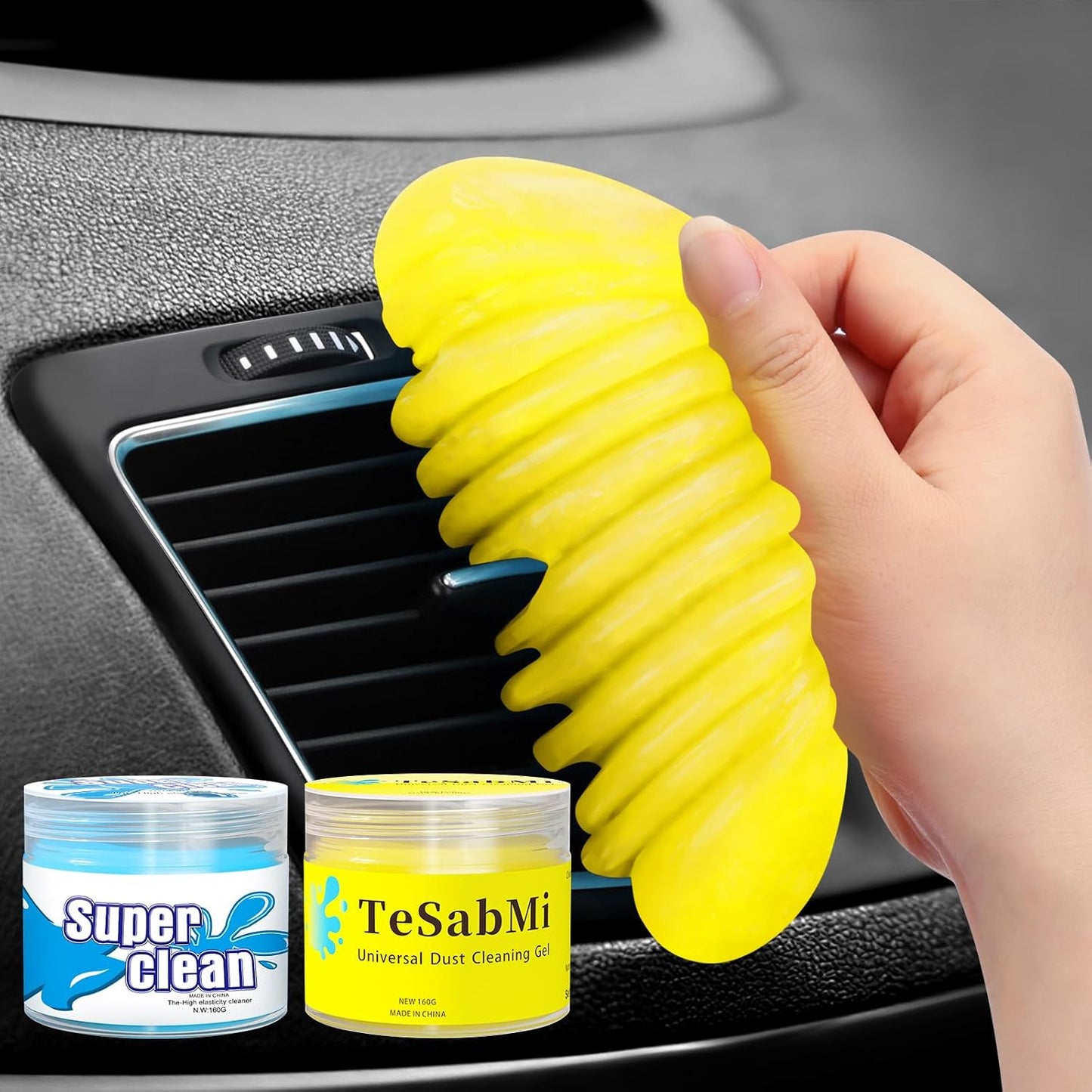 TeSabMi Car Cleaning Gel Cleaning Putty Car Putty Car Interior Cleaner Auto Detail Tools Car Cleaning Slime Car Accessories White Elephant Gifts for Men Women Adults Stocking Stuffers 2 Pack