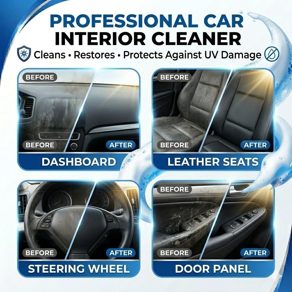 4-in-1 Multi-Enzyme Foam Cleaner 5oz, Multi-Purpose Foam Cleaner Car Interior, Multi-Purpose No-Rinse Deep Cleaning Spray, for Itchen, Bathroom, Sofa, Leather, Fabric and Plastic, Lemon Scent (1)