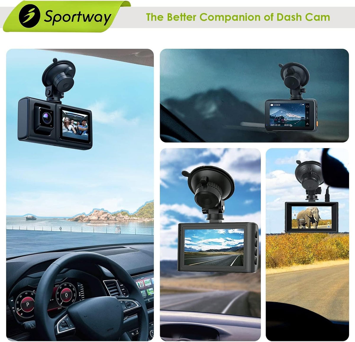 Sportway S504 Pro Dash Cam Mount (5th Gen) 360°+180° Secure Adjustable View