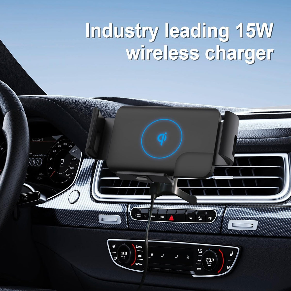 Wireless Car Charger Mount, 15W Fast Charging Holder