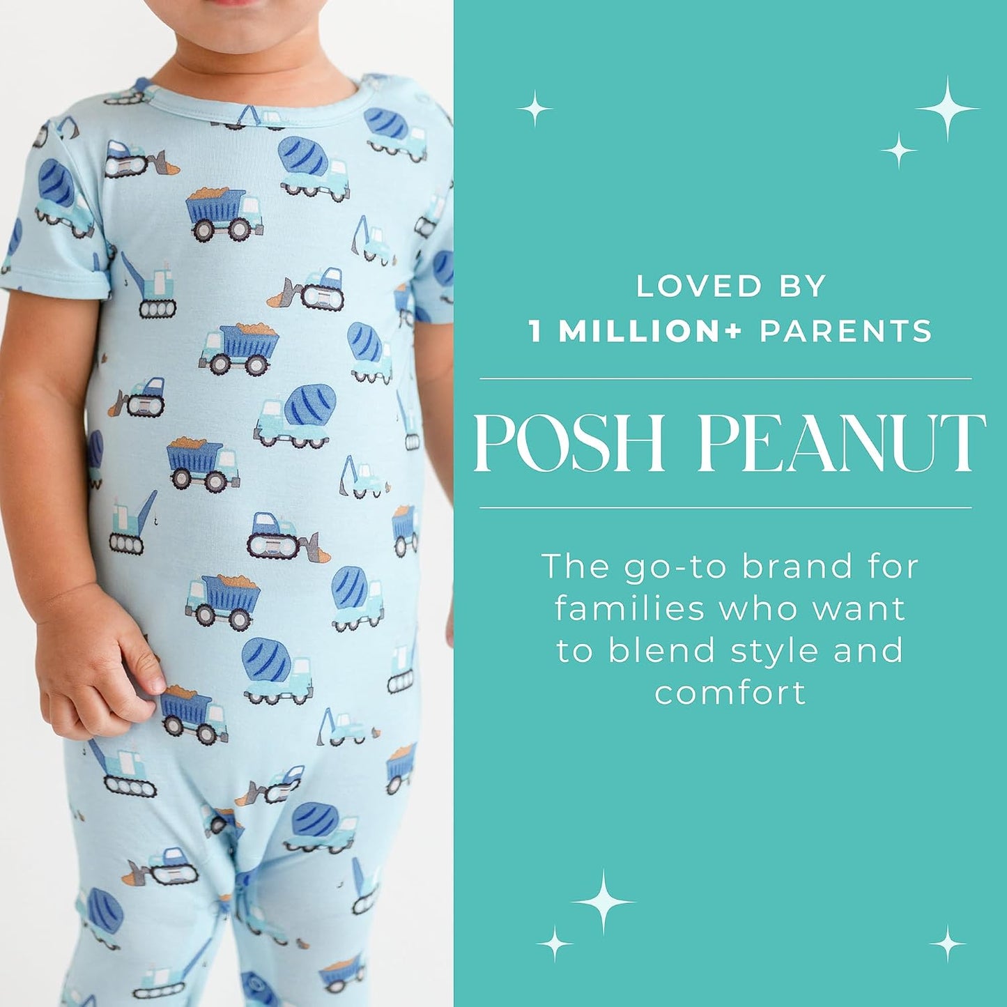 Posh Peanut Baby Romper with Snap Closure - Henley Short Sleeve Baby Boy Outfits - Soft Viscose Baby Pajamas Made from Bamboo