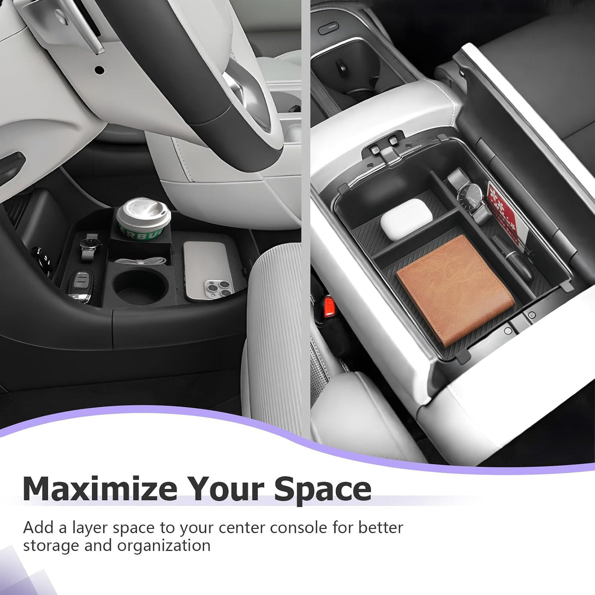 LUWU 2026 2027 Palisade Accessories for 2026 2027 Hyundai Palisade Accessories Palisade LX3 Lower Center Console Organizer, Armrest Console Tray Storage Box Black 2-Pack (Only for 7-Seat)