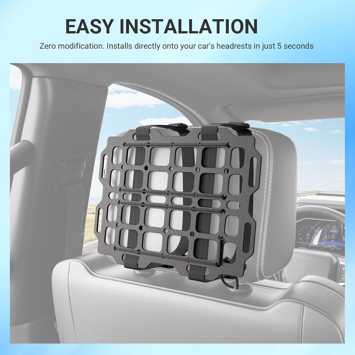 SZYANG 2PCS Headrest Organizer Molle Panel Compatible with Car Universal Gadget Holder Tactical Seat Back Organizer Replacement for Universal Vehicle Accessories