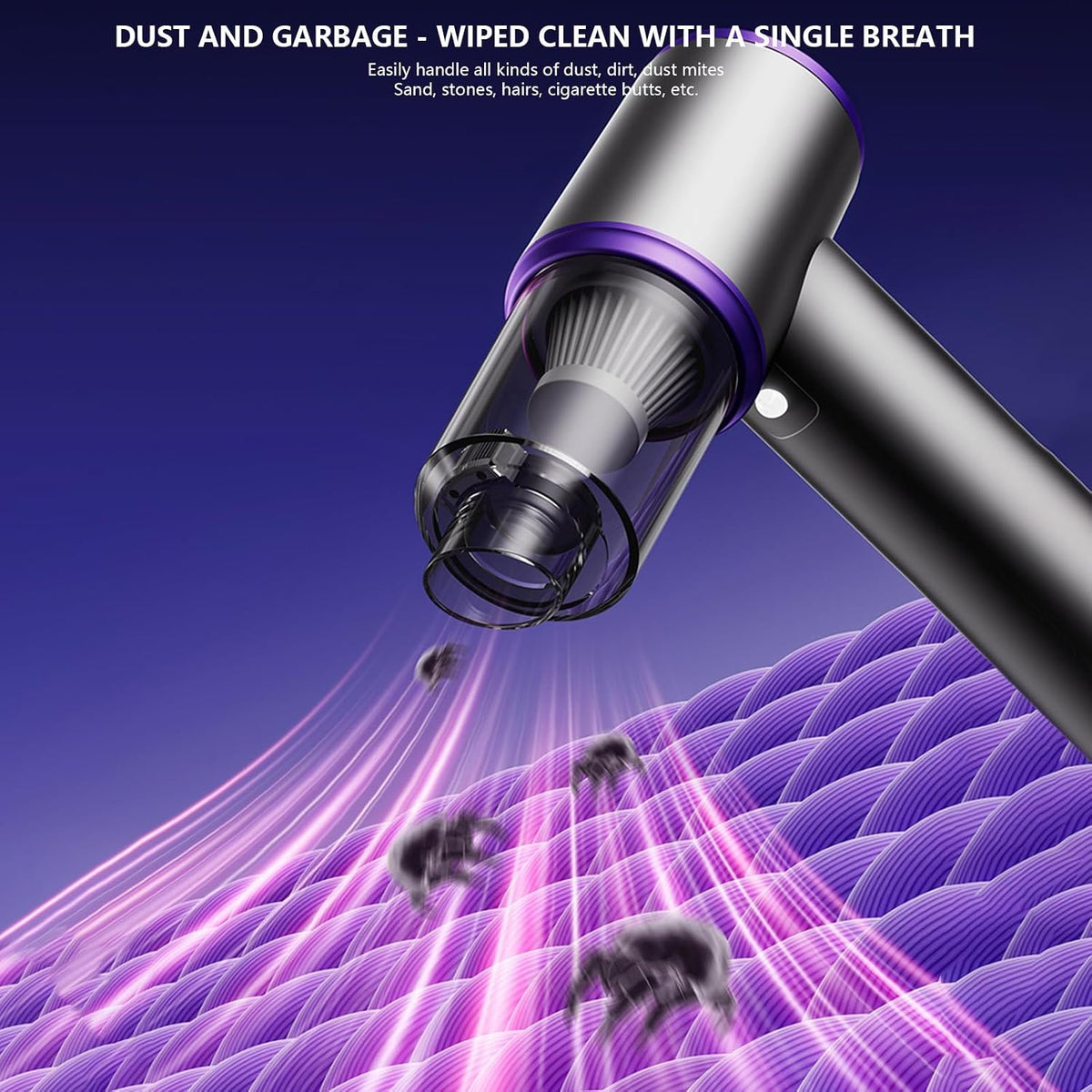 Cordless Car Vacuum with Blower Function 75000RPM Motor 12000PA Suction Portable LED Light Designs for Home Vehicle Use Portable Car Vacuum with HEPA Filter