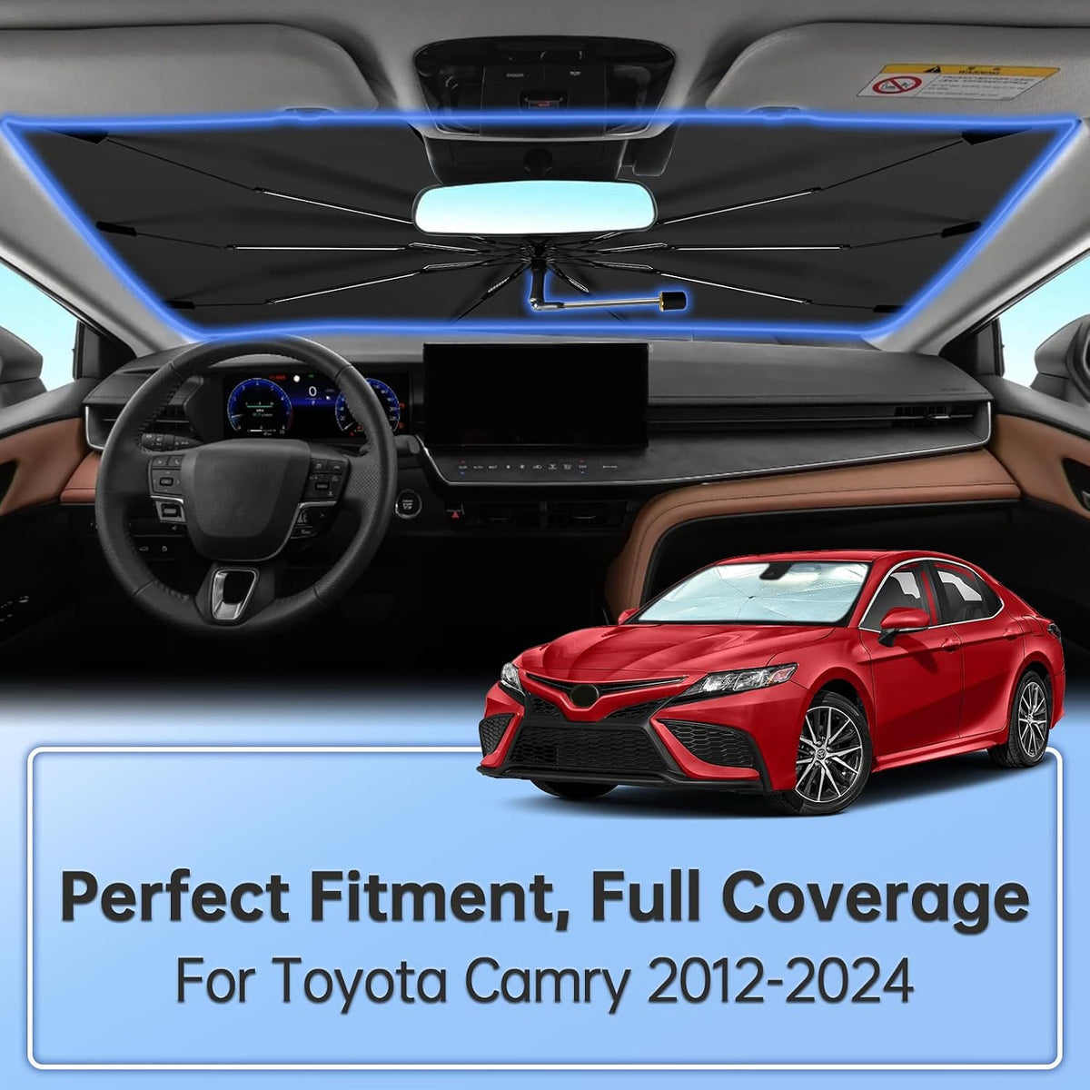Windshield Sun Shade Umbrella for Toyota Camry 2012-2026 Front Window