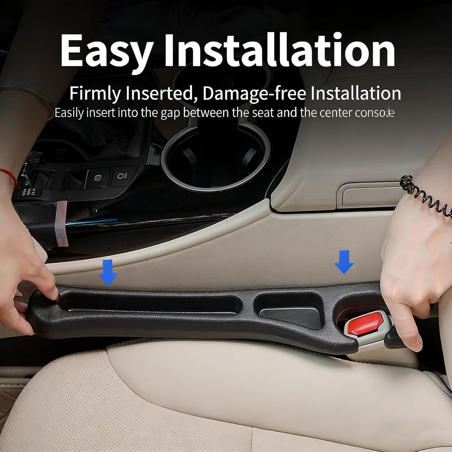 Car Seat Gap Filler Set of 2, Car Seat Gap Organizer with Phone Holder, Seat Side Gap Plug Storage Box, Universal Fit for Cars SUVs & Trucks, Auto Interior Accessories