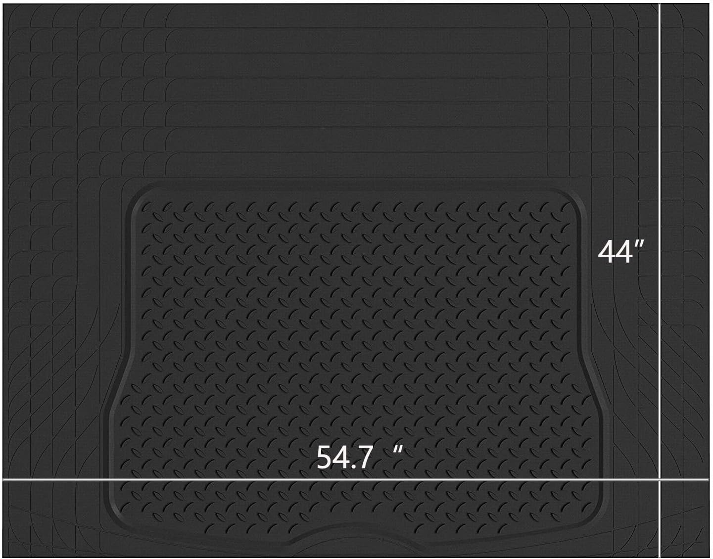 PIC AUTO Heavy Duty Cargo Liner, Trimmable All-Weather Rubber Trunk Mat for Cars, SUVs, Vans & Trucks, Anti-Slip Backing, Durable Protection, Large, Black
