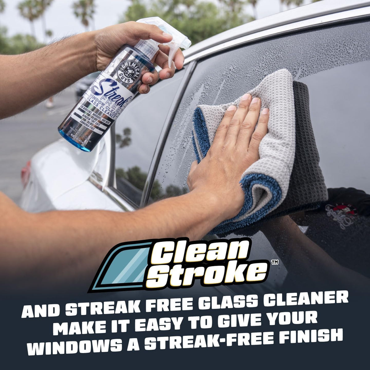 Chemical Guys, Clean Stroke Dual-Sided Glass Towels, 16 x 16 in, 2 Pack