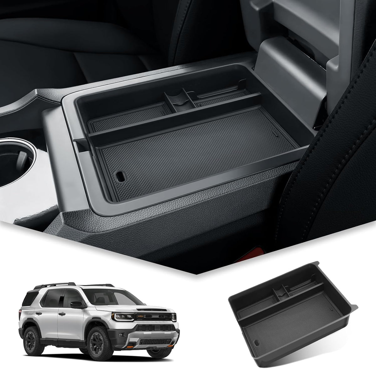 BIBIBO for 2026 Honda Passport Center Console Organizer 2026 Honda Passport RTL/TrailSport Elite/TrailSport Console Tray 2026 Passport Insert Glove Pallet Organizer 2026 Passport (Black-B)