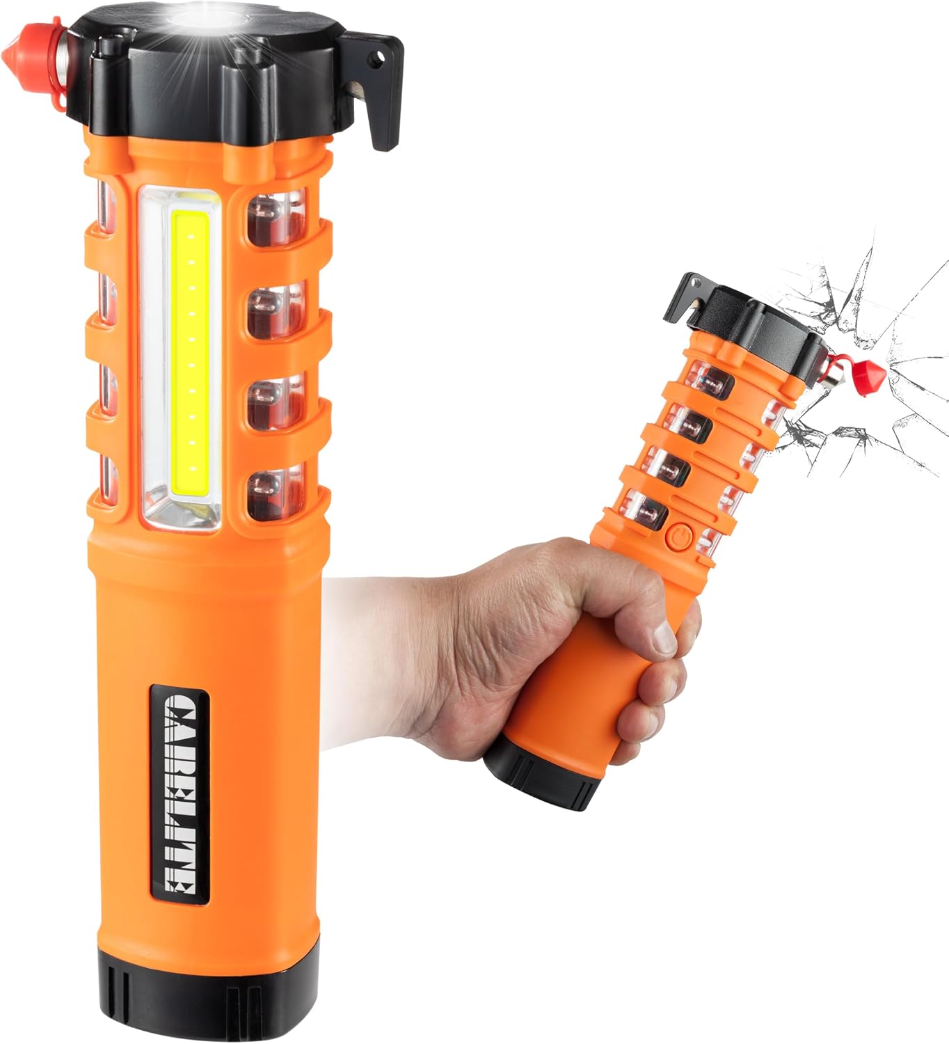 Emergency Car Flashlight with Seatbelt Cutter and Window Breaker, LED Work Light & Flash Beacon, Life-Saving Car Escape Tool for Roadside Safety (Blue)