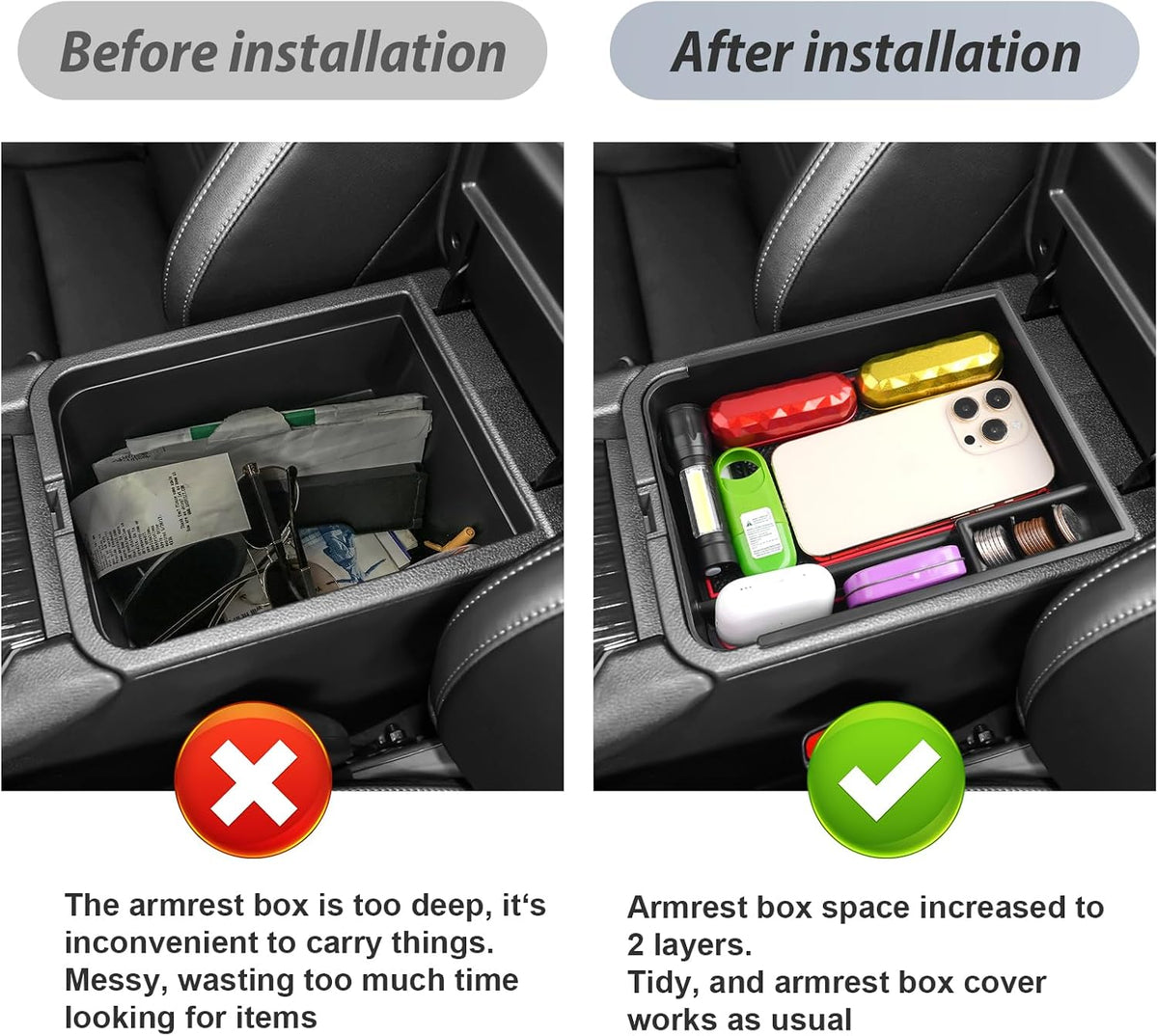 SKTU Nissan Sentra Console Organizer - Center Console Tray with Sunglasses Holder