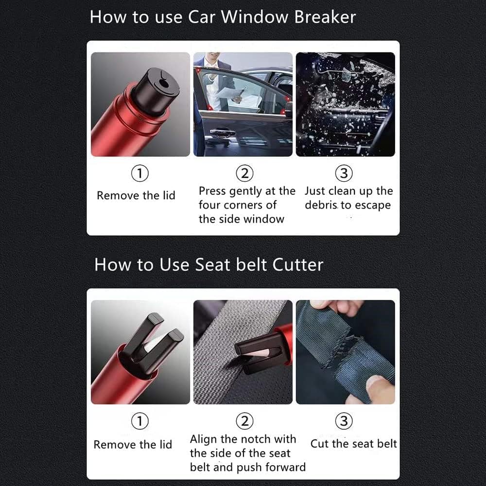 HHXS 2 Pack Car Safety Hammer Emergency Escape Tool One Second Window Breaker Seatbelt Cutter Car Glass Breaker Life-Saving Emergency Artifact-(Black)