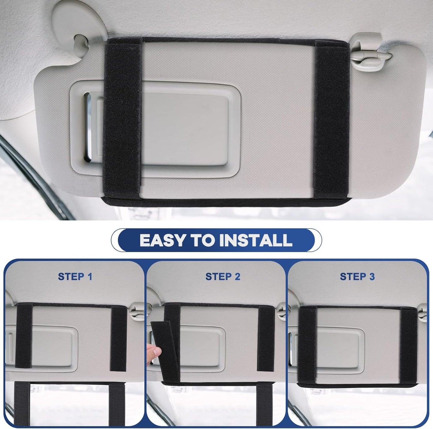 Denchy Molle Car Sun Visor Organizer with Zipper Storage Pouch and Sunglasses Holder Clip, Tactical Sunvisor Organizers for Trucks, Universal Molle Panel Accessories for Truck SUV Police Car Gear