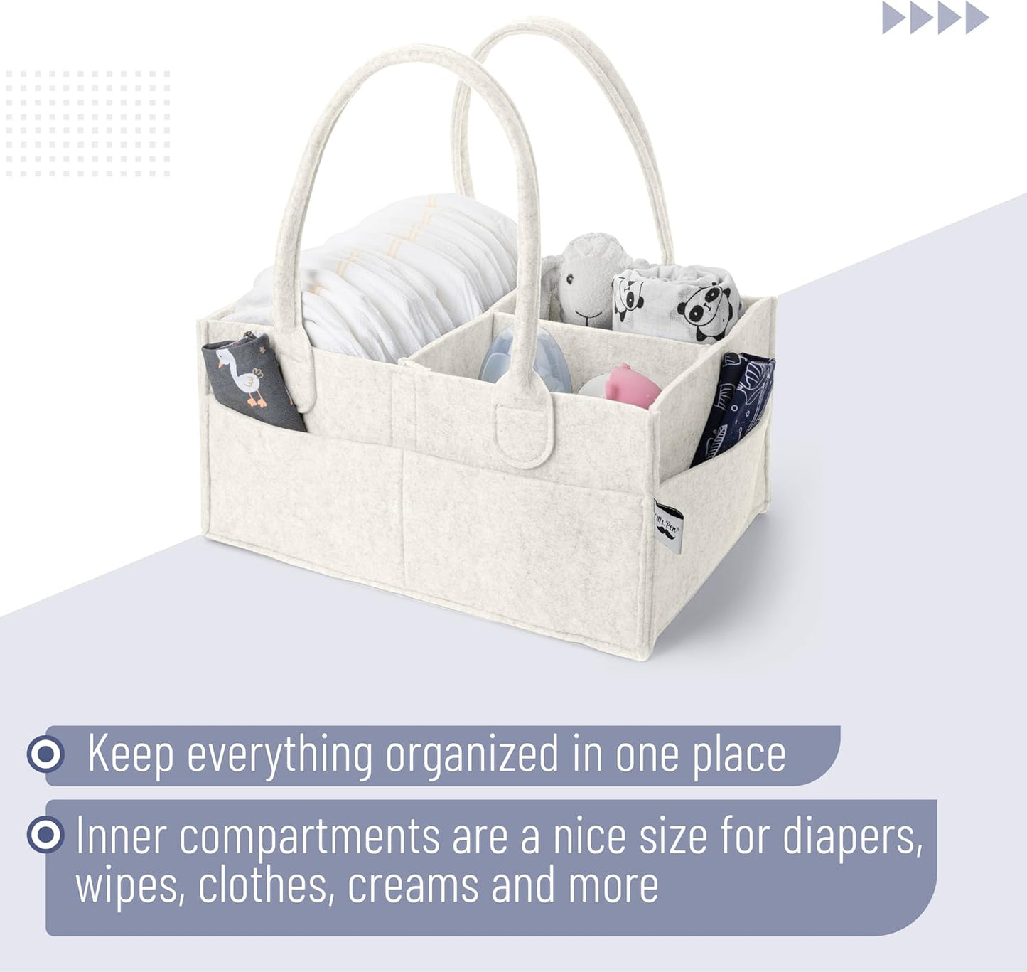 Mr. Pen- Baby Diaper Caddy Organizer, Beige, Medium | Nursery Storage Bin and Car Organizer for Diapers and Baby Wipes