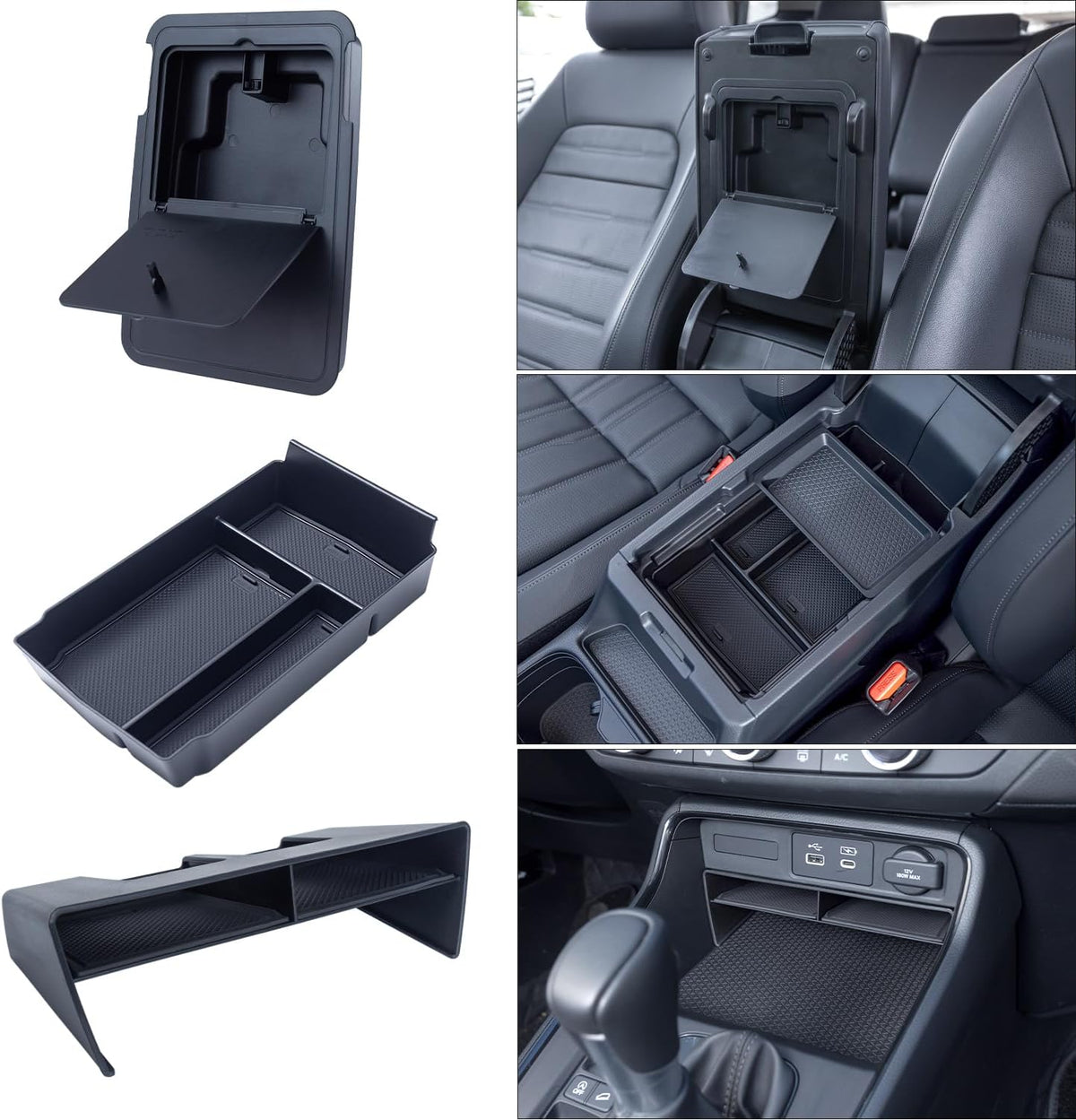 PIMCAR 3-Piece Center Console Organizer Set for 2023-2025 2026 Honda CR-V & CR-V Hybrid - Custom Fit Armrest Tray, Console Tray and Hidden Storage Box, Durable ABS Car Accessories