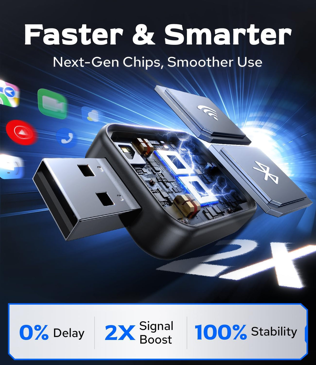 Wireless CarPlay & Android Auto Adapter, 2-in-1 Mini Dongle, WiFi 6/BT 5.4