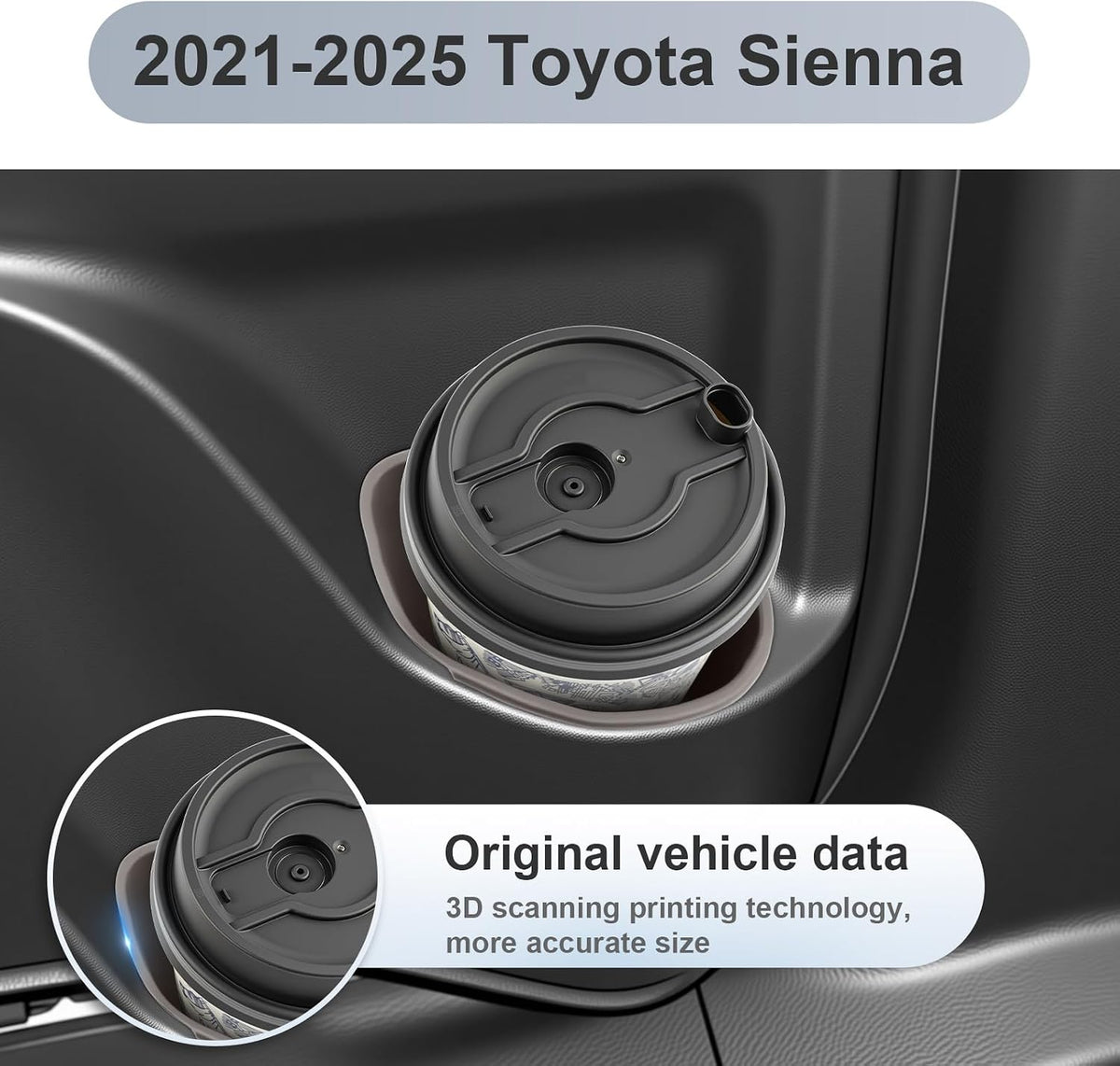 SKTU 2PCS for 2021-2026 Toyota Sienna Cup Holder 2021-2026 Sienna Door Cup Holder Toyota Sienna 2024 2025 2026 Accessories Durable Rubber Door Storage Box Sienna Side Storage Box