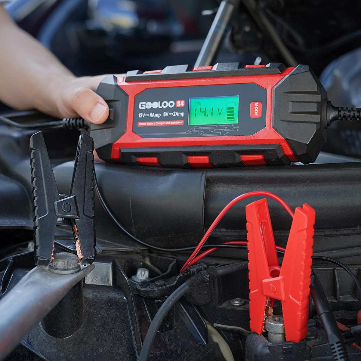 GOOLOO S4 4A Car Battery Charger, 6V/12V Smart Trickle Charger Maintainer