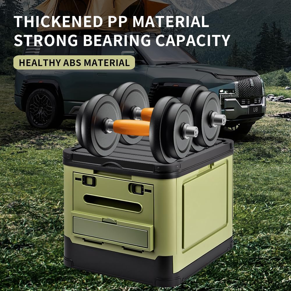 Collapsible Portable Toilet for Camping,Portable Travel Folding Toilet with Lid and Paper Holder,Compact Travel Potty for Cars, Trucks, RVs, Hiking and Outdoor Use (Green)
