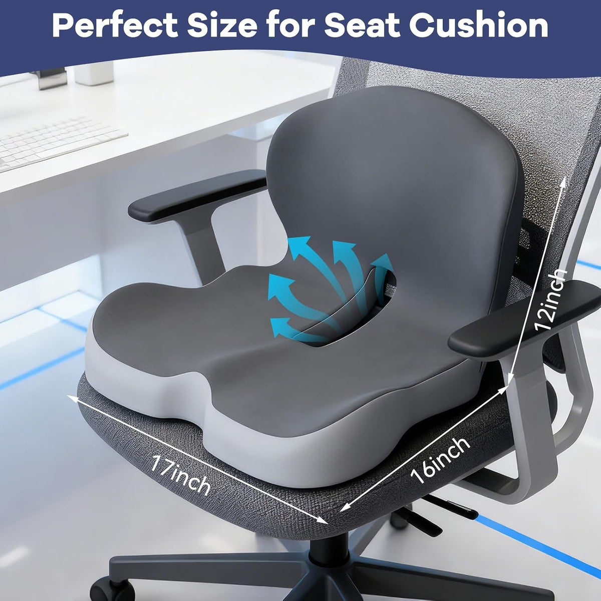 Memory Foam Car Seat Cushion, Ergonomic Pad for Driving & Office