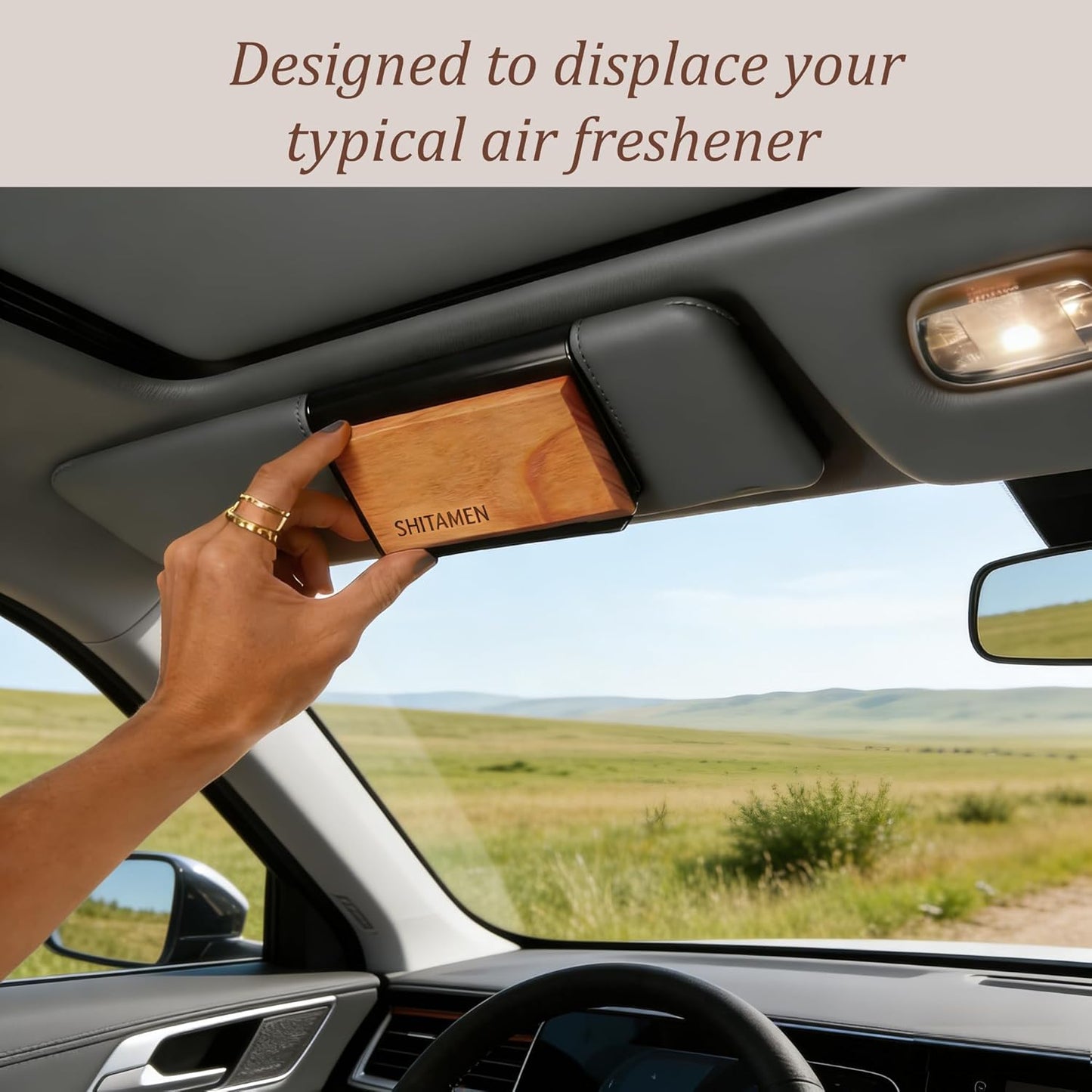 Wooden Car Air Freshener for Visor Clip - Wood Air Freshener - Car Odor Eliminator -Variety Scent Refill, Vehicle Scent Diffuser for Cabin, Truck & SUV - 4 Pack -CLIP INCLUDED