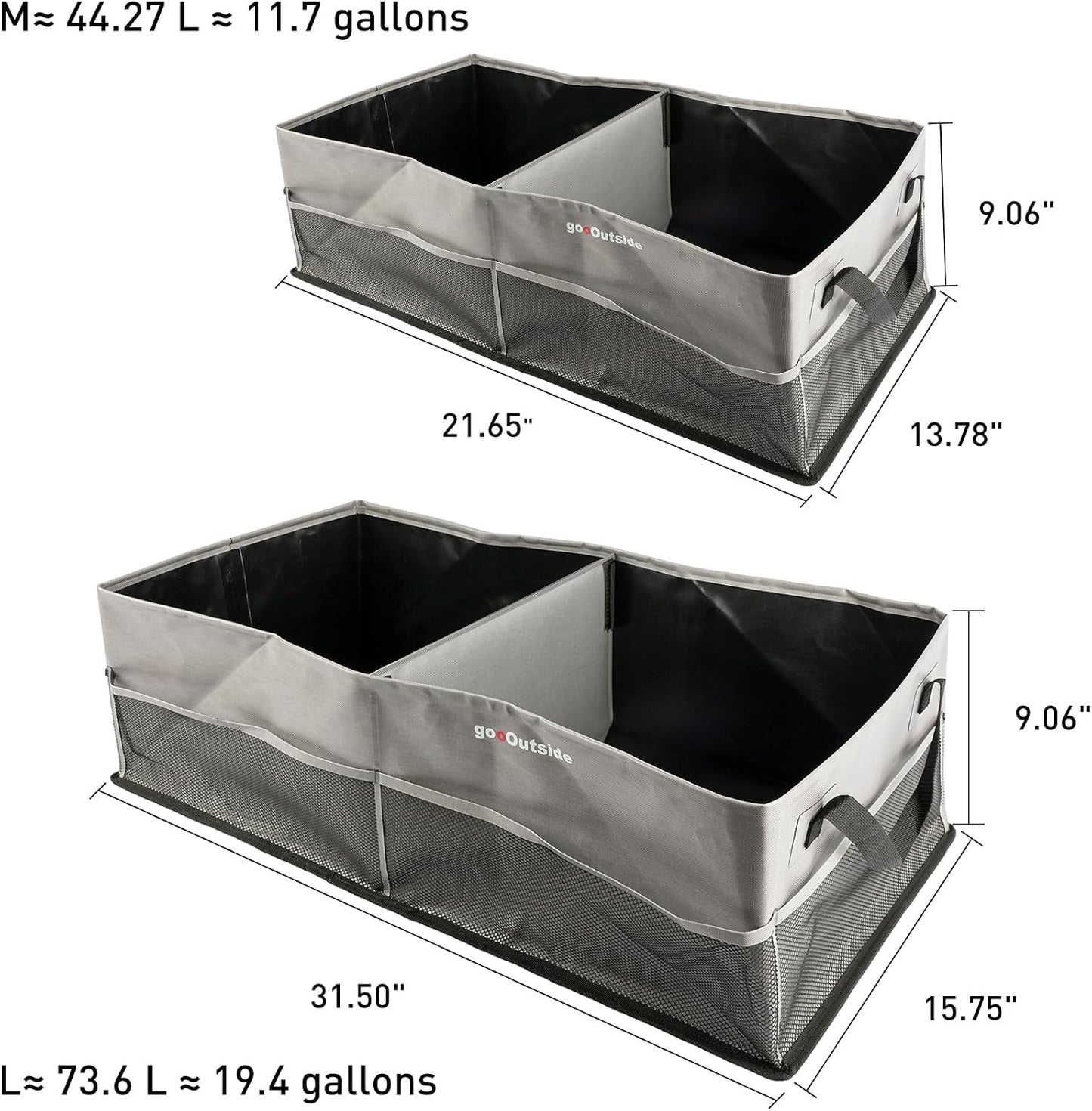 HiMagics Collapsible Waterproof Car Trunk Organizer, Soft PVC Storage Bin with Rugged PVC-Coated Fabric for SUV & Truck (Stone Gray, PLUS)