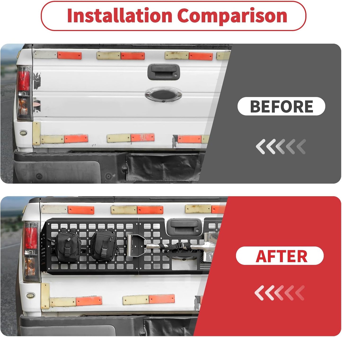 Linskip Tailgate Bed Molle Expansion Panel Compatible with 2004-2014 Ford F150 & F150 SVT Raptor, Rear Gate MOLLE Racks, Cargo Carrier Tool Organizer, Exterior Accessories