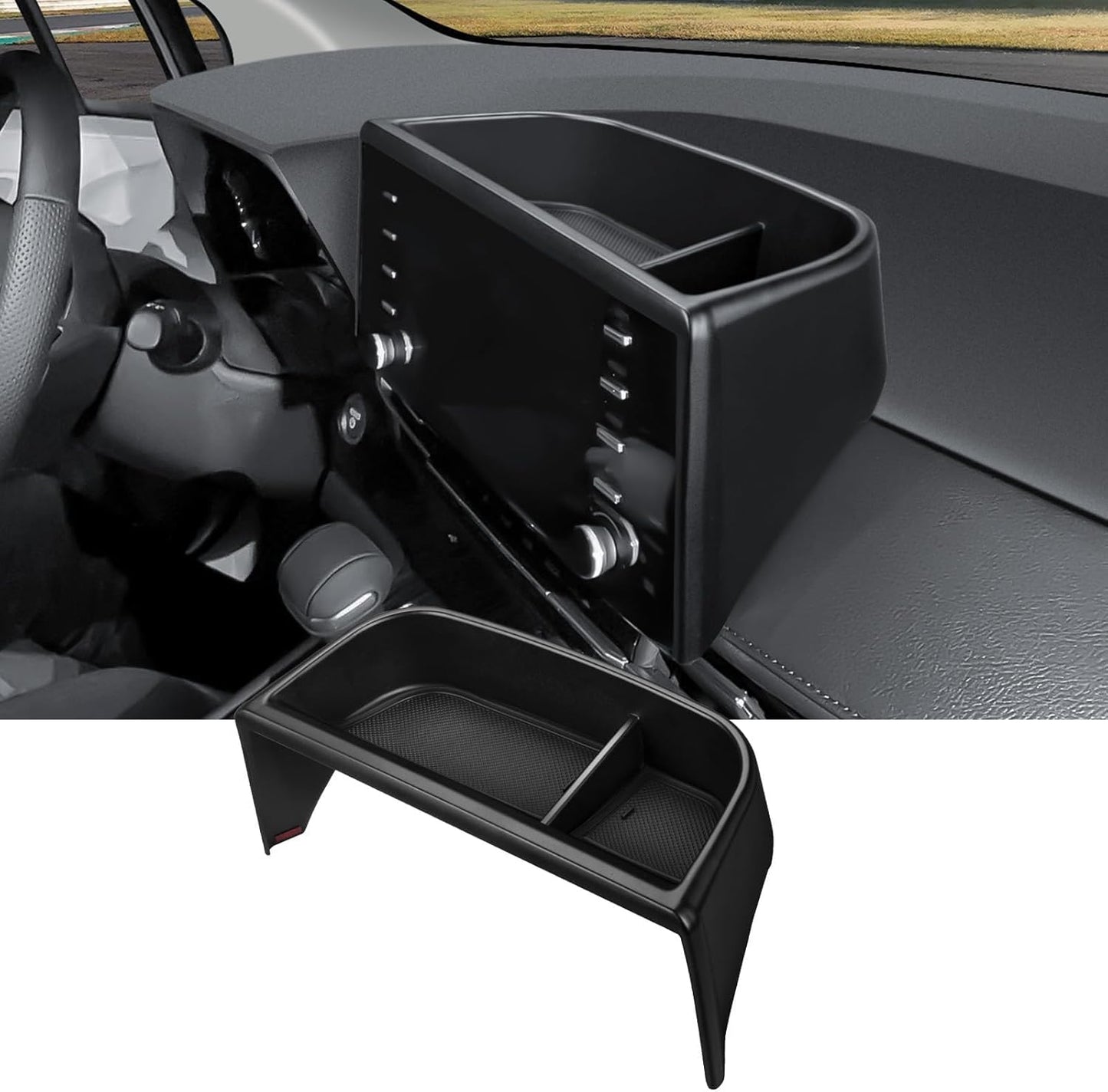 Ecarzo Dash Tray Phone Holder Compatible with 2021-2024 Toyota Sienna Interior Accessories, Hidden Storage Organizer Behind Screen Sunglass Tissue Holder（Not Fit 2025 Sienna）