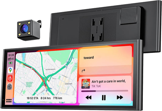 9.26" Carplay Screen for Car, Wireless Portable Car Play Screen for Apple CarPlay & Android Auto, OTA Updates, Backup Camera, Bluetooth 5.0, Mirror Link, Voice Control, GPS Navigation, FM