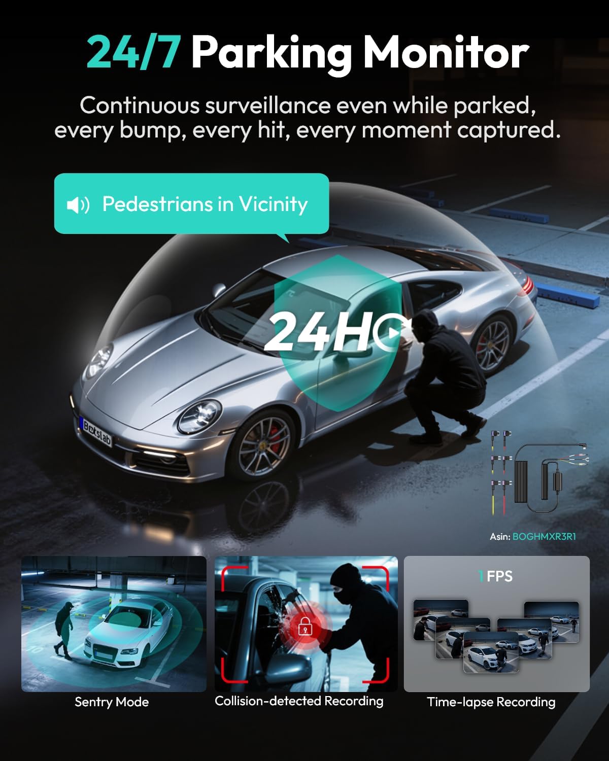BOTSLAB 4 Channel 360° Dash Cam, 128GB Card, Voice Control, App Control