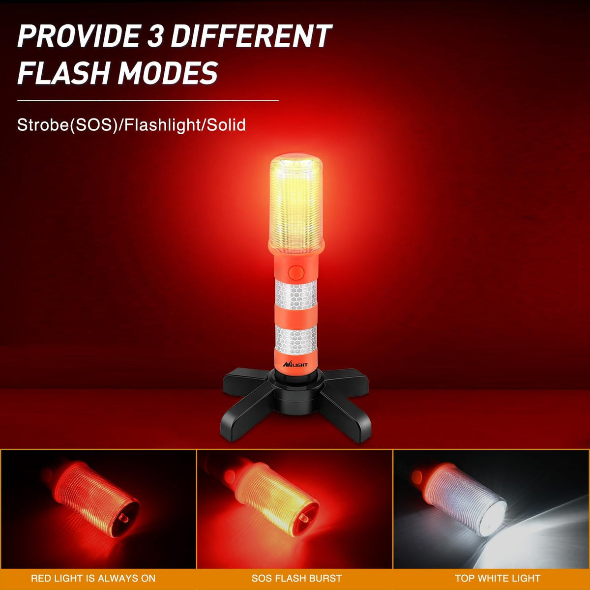 Nilight LED Emergency Roadside Lights for Car, Safety Strobe Lights-2 Pack