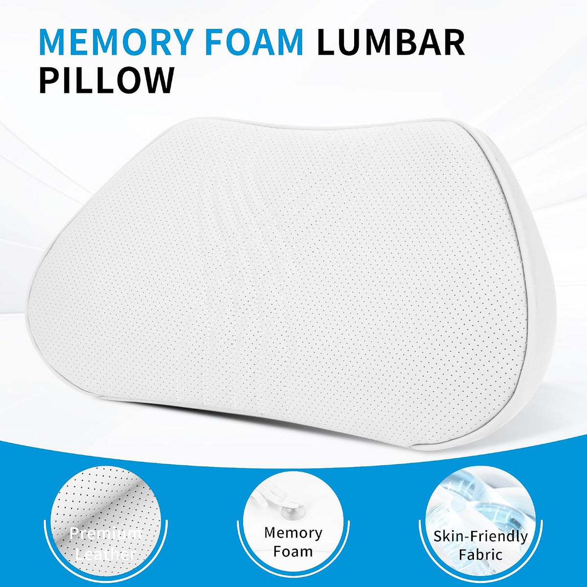 Lumbar Support Pillow for Car Seat, Office Chair, Off-White, 1PC