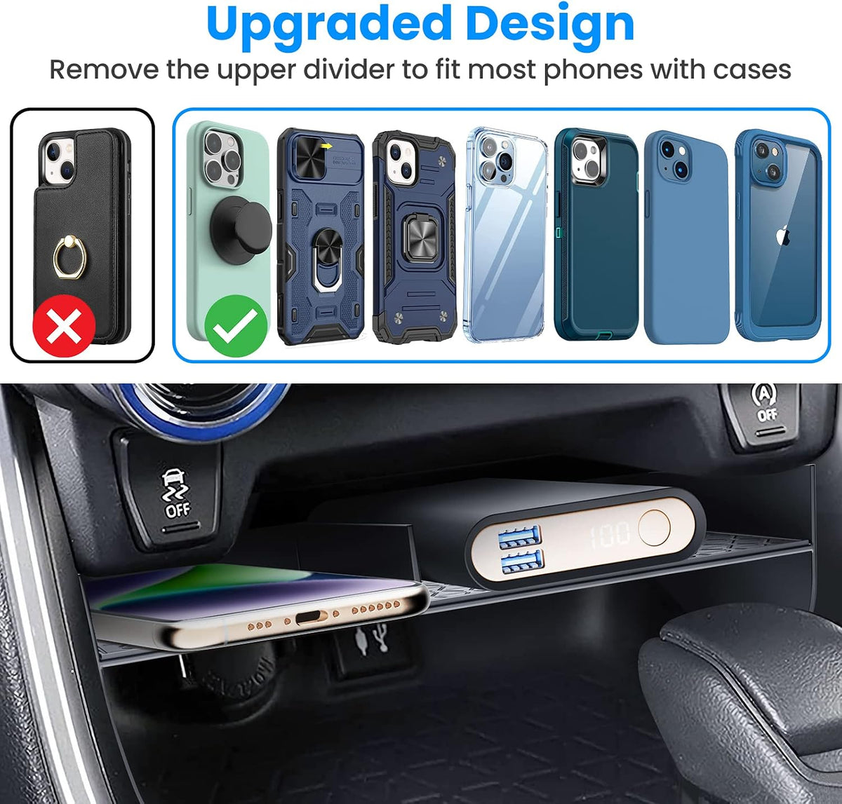 DIAMOOKY Upgraded Center Console Organizer for Toyota RAV4 2019-2025, 2pcs
