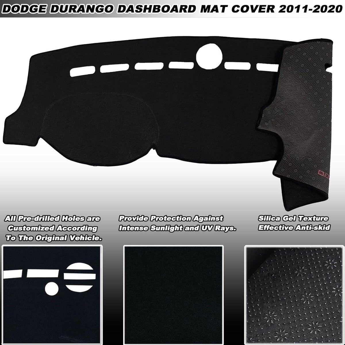 Dashboard Mat Cover Pad - Compatible with Dodge Durango SXT Limited GT R/T Citadel (2011-2020) | Custom Fit Dash Mat | Anti-Glare & UV Dash Protector | Interior Dashboard Protection Pad