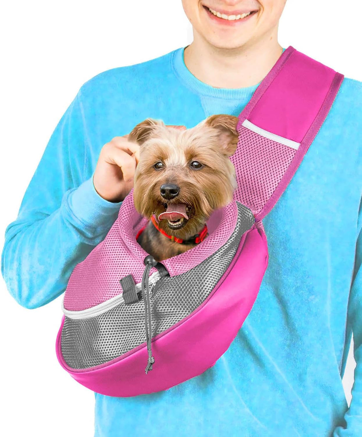 Cuddlissimo Small Dog Sling Carrier, Pet Cat Sling, Puppy Pouch - Pink-S