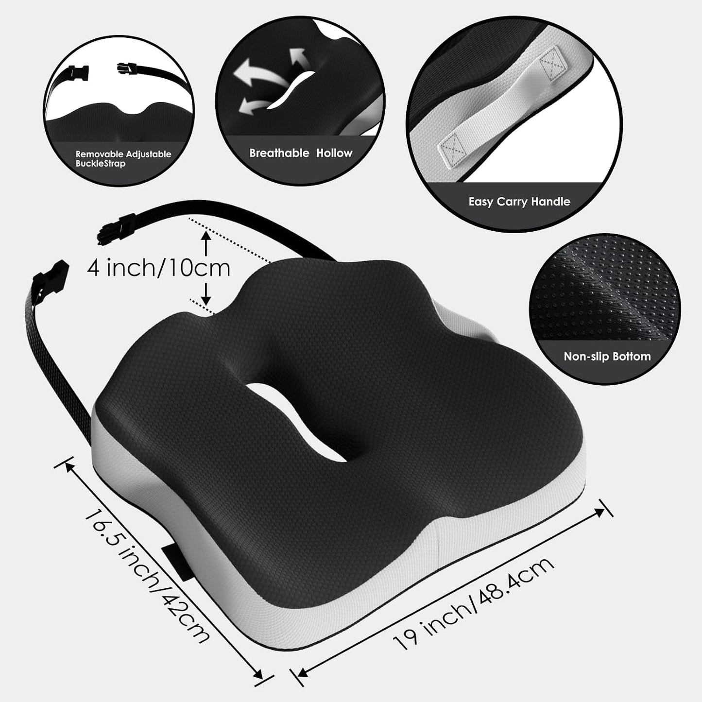 Seat Cushion for Truck Driver, Extra Large Memory Foam Car Seat Cushions for Long Driving - Orthopedic Sciatica & Tailbone Pain Relief, Comfort Support for Road Trip Essentials