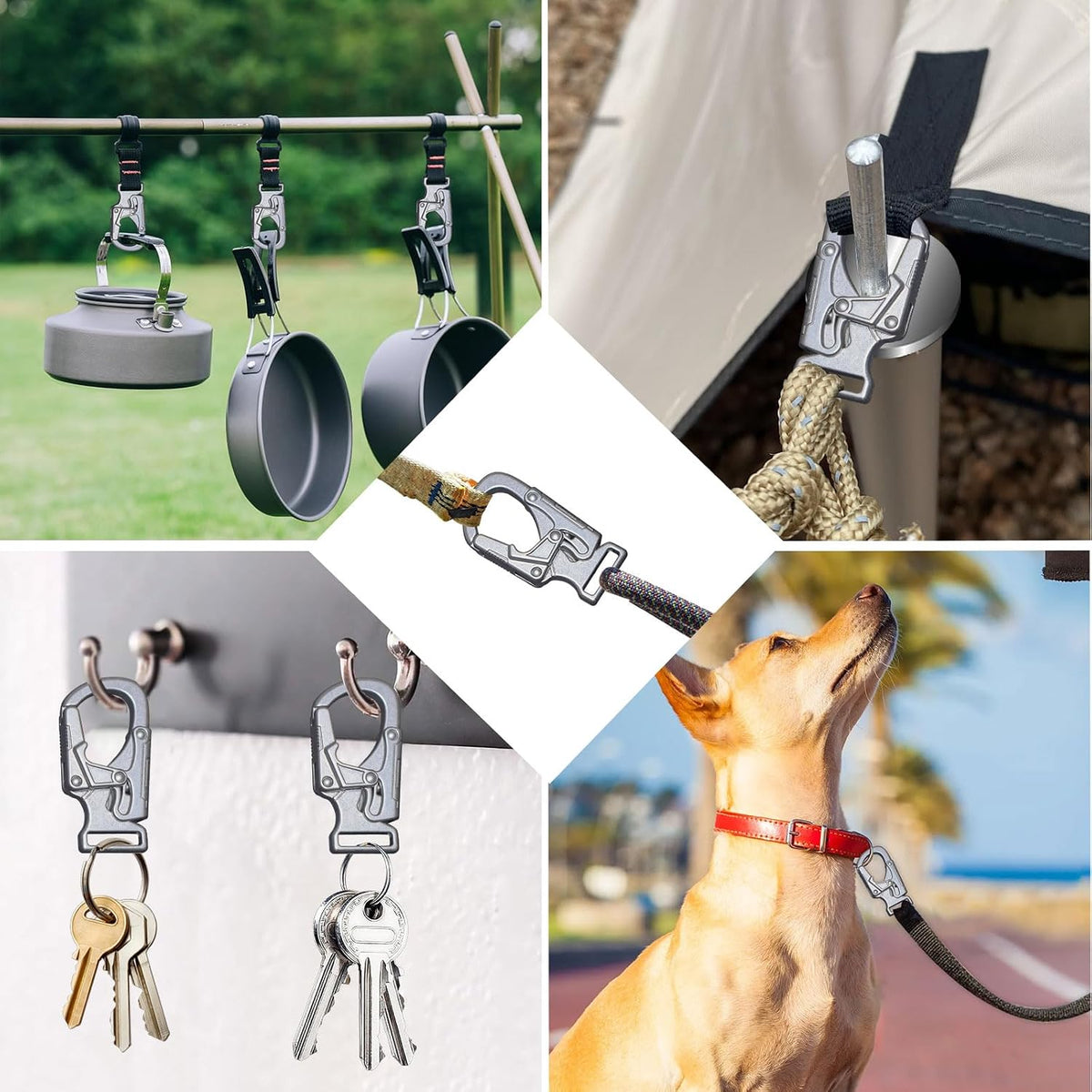 Ahiller Carabiner Clip, Dual Lock Keychain for Daily Use