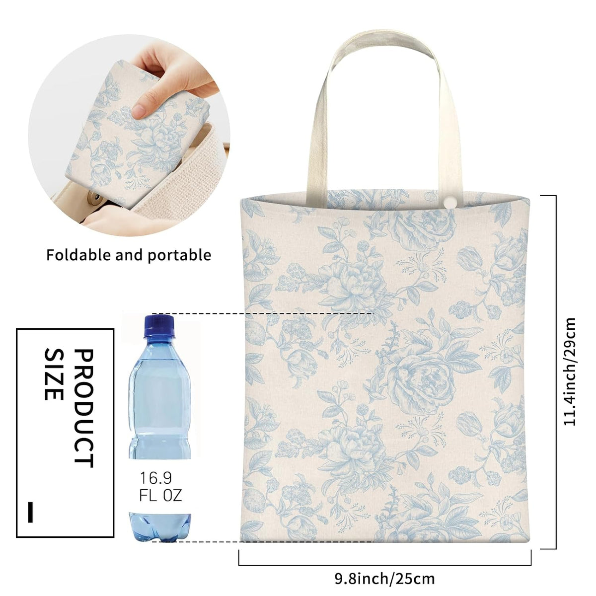 Cute Car Trash Can, Hanging Canvas Car Back Seat Organizer and Storage Bag, Funny Car Trash Bag For Travelling, Outdoor Cute Blue Flowers