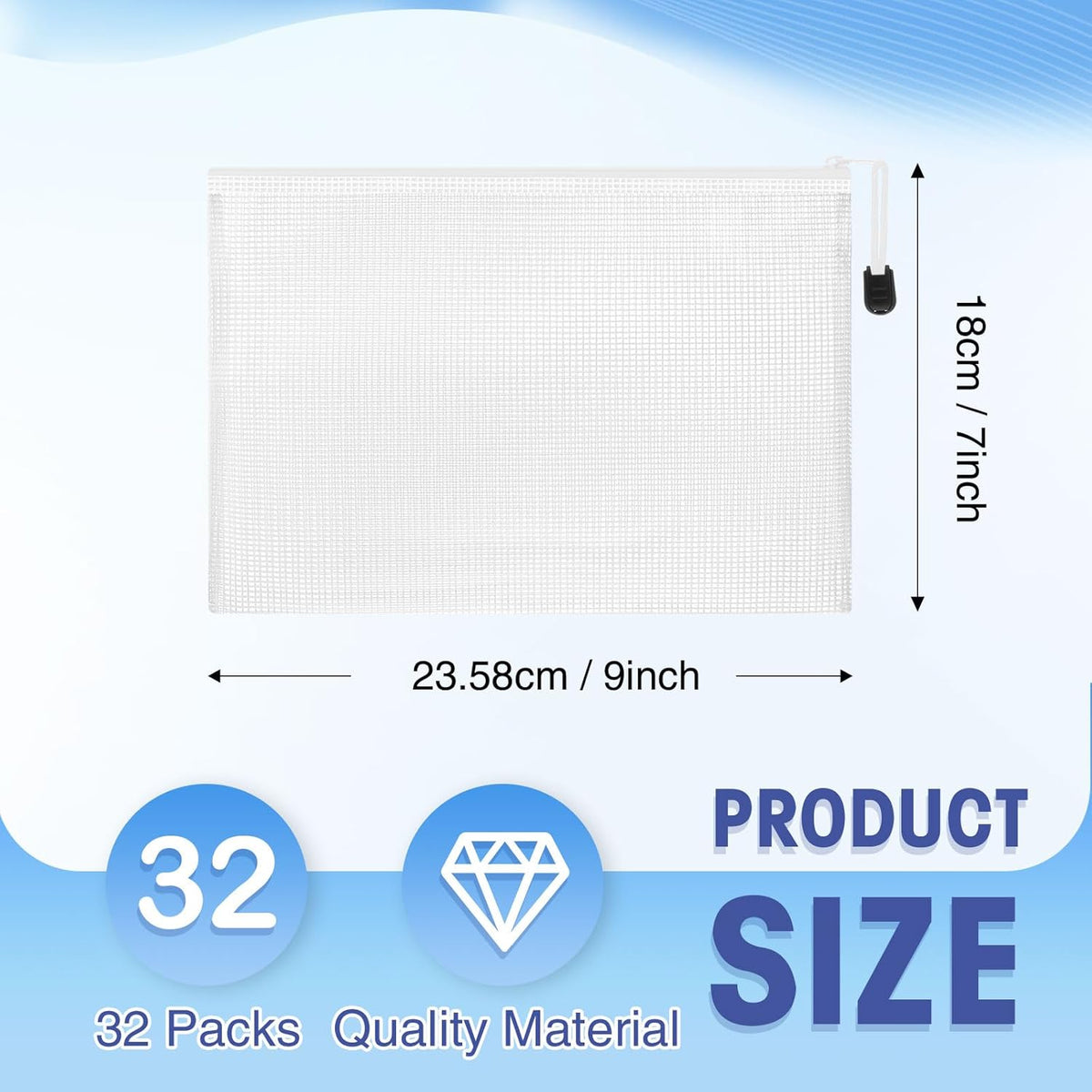 Jetec 32 Mesh Zipper Bags Bikini, White, 9 x 7 Inch, 32 Pcs
