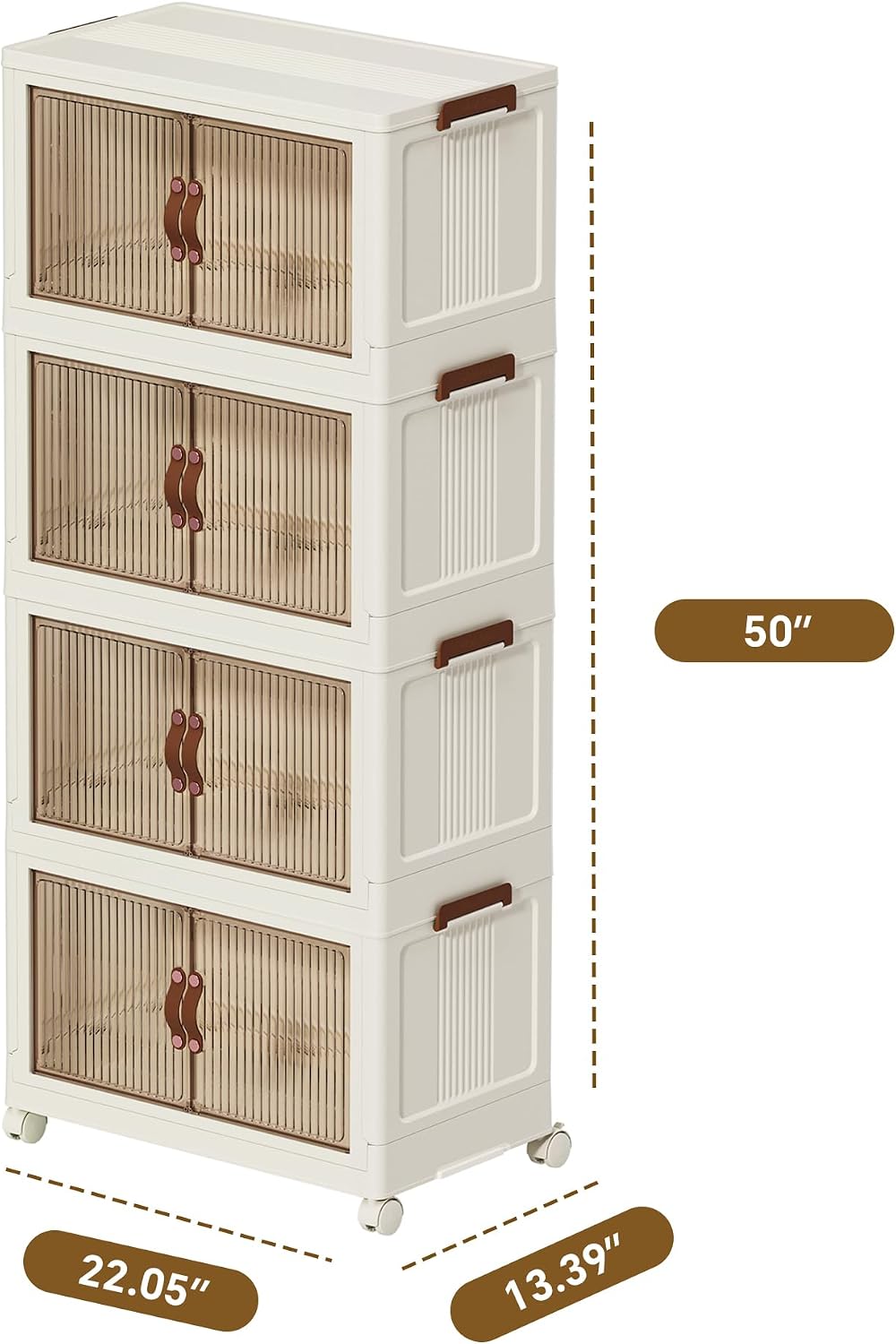 Collapsible Storage Bins with Lids - Stackable Plastic Closet Organizers for Clothes, and Home Organization White (4-rack, 17 Gal/rack)