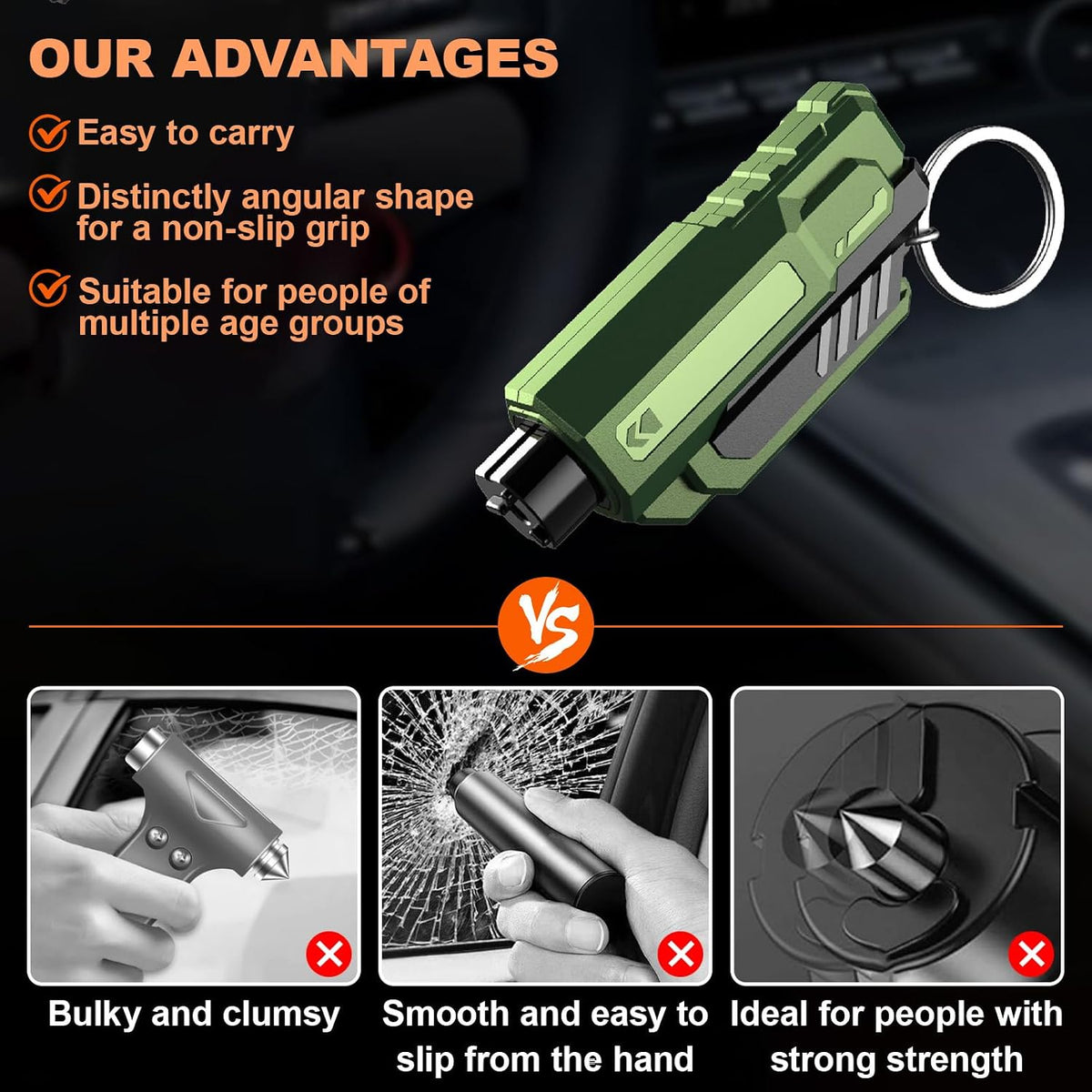4PCS Car Window Breaker Seatbelt Cutter,Emergency Keychain Car Escape Tool