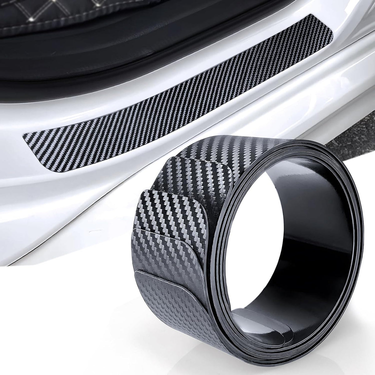 No Adhesive Magnetic Car Door Sill Protector, Anti-Scratch Carbon Fiber Door Entry Guard, Universal Door Threshold Protector Cover Fits for Most Cars(Carbon Fiber Black)