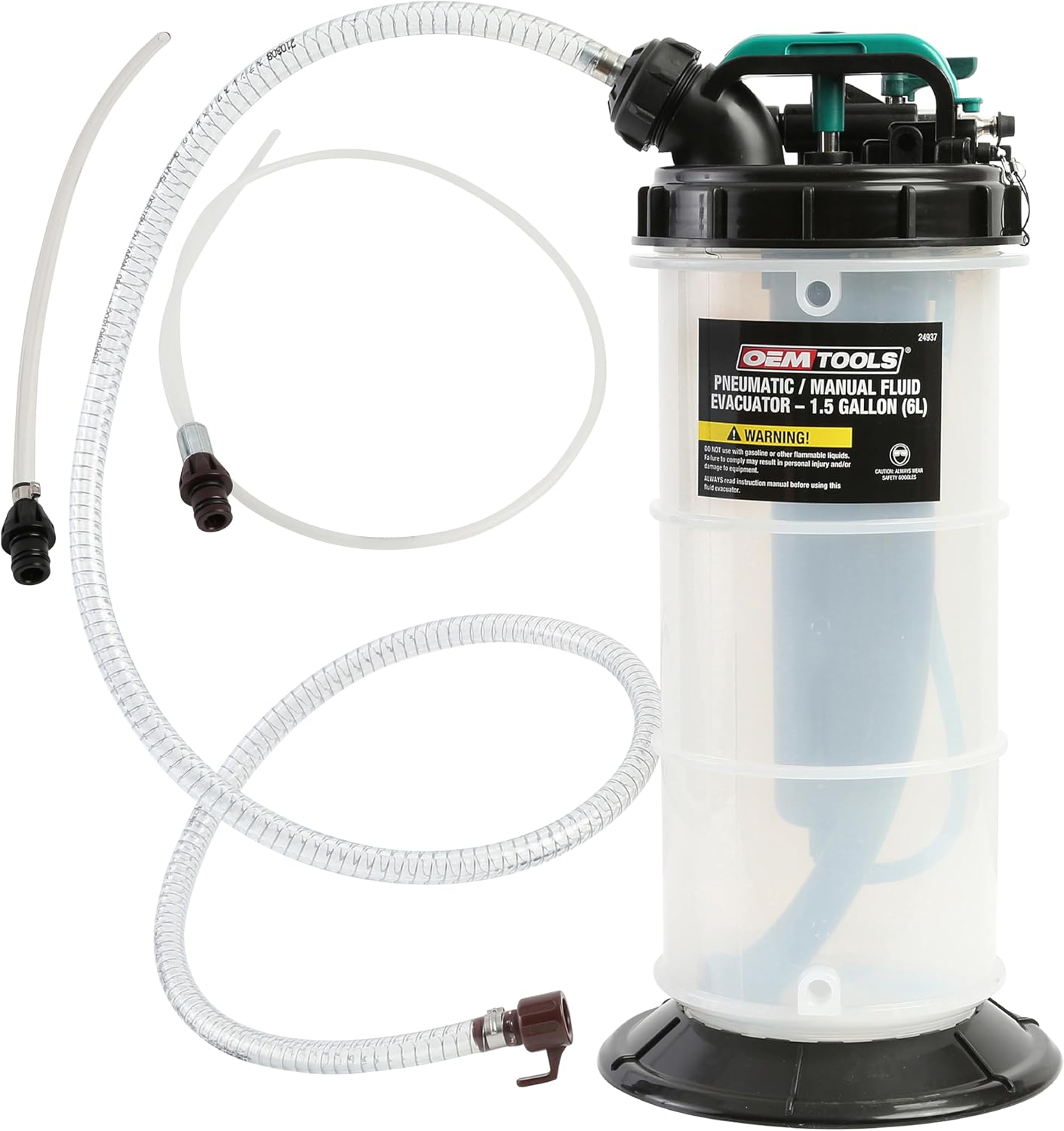 OEMTOOLS Pneumatic/Manual Fluid Extractor, 6L Oil Extractor Pump, 5ft Hose