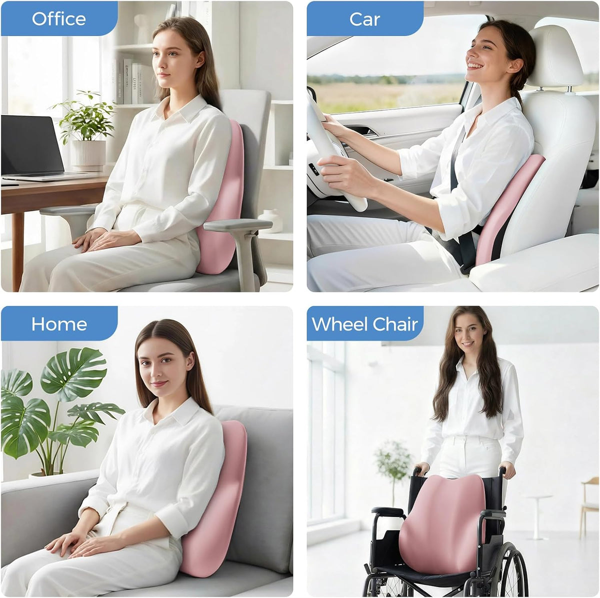 BEBAS Ergonomic Lumbar Support Pillow for Car, Memory Foam Car Back Cushion