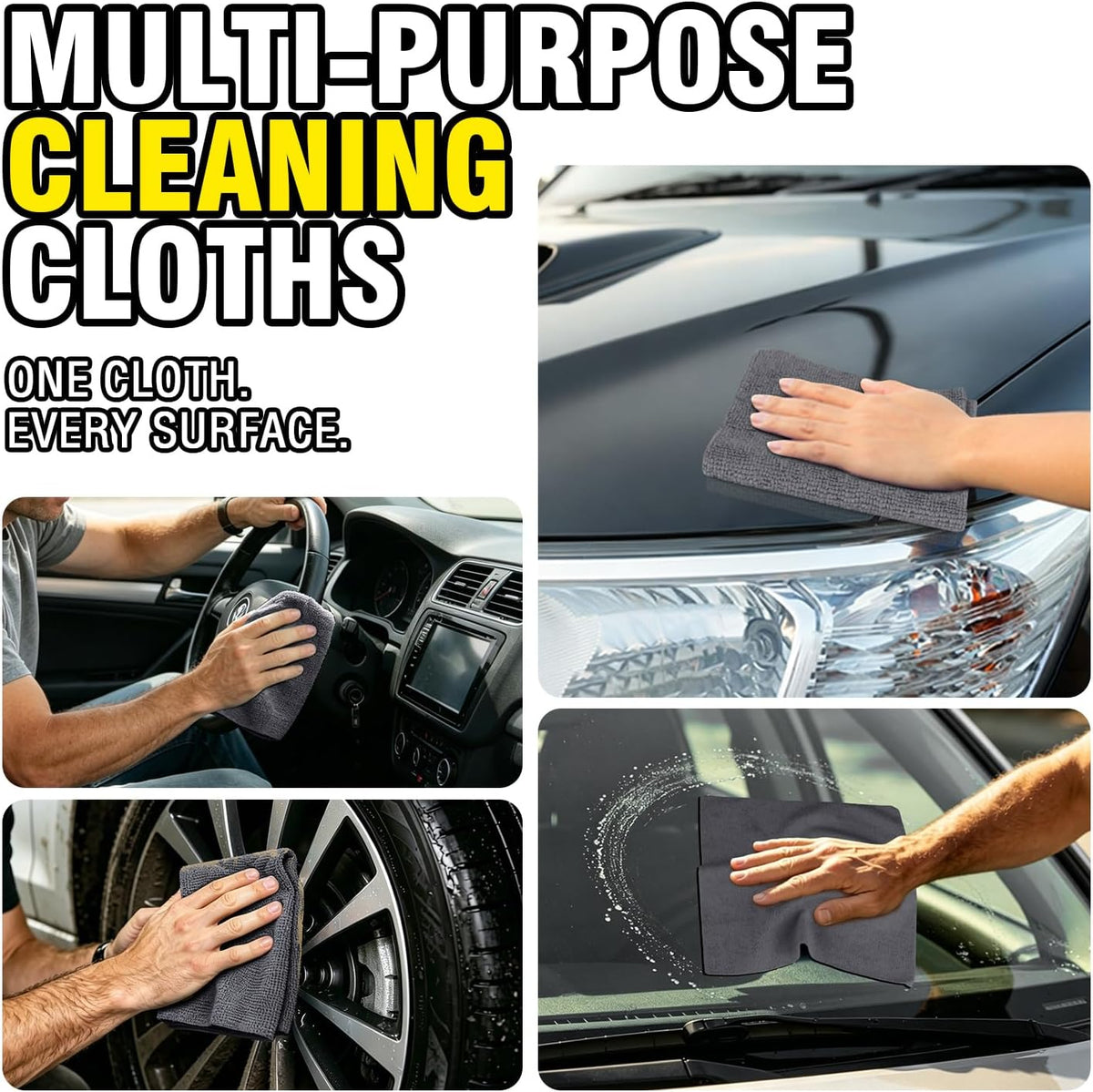 Shop Towels, 100 Pack 11.5"x 11.5" Microfiber Cleaning Cloth