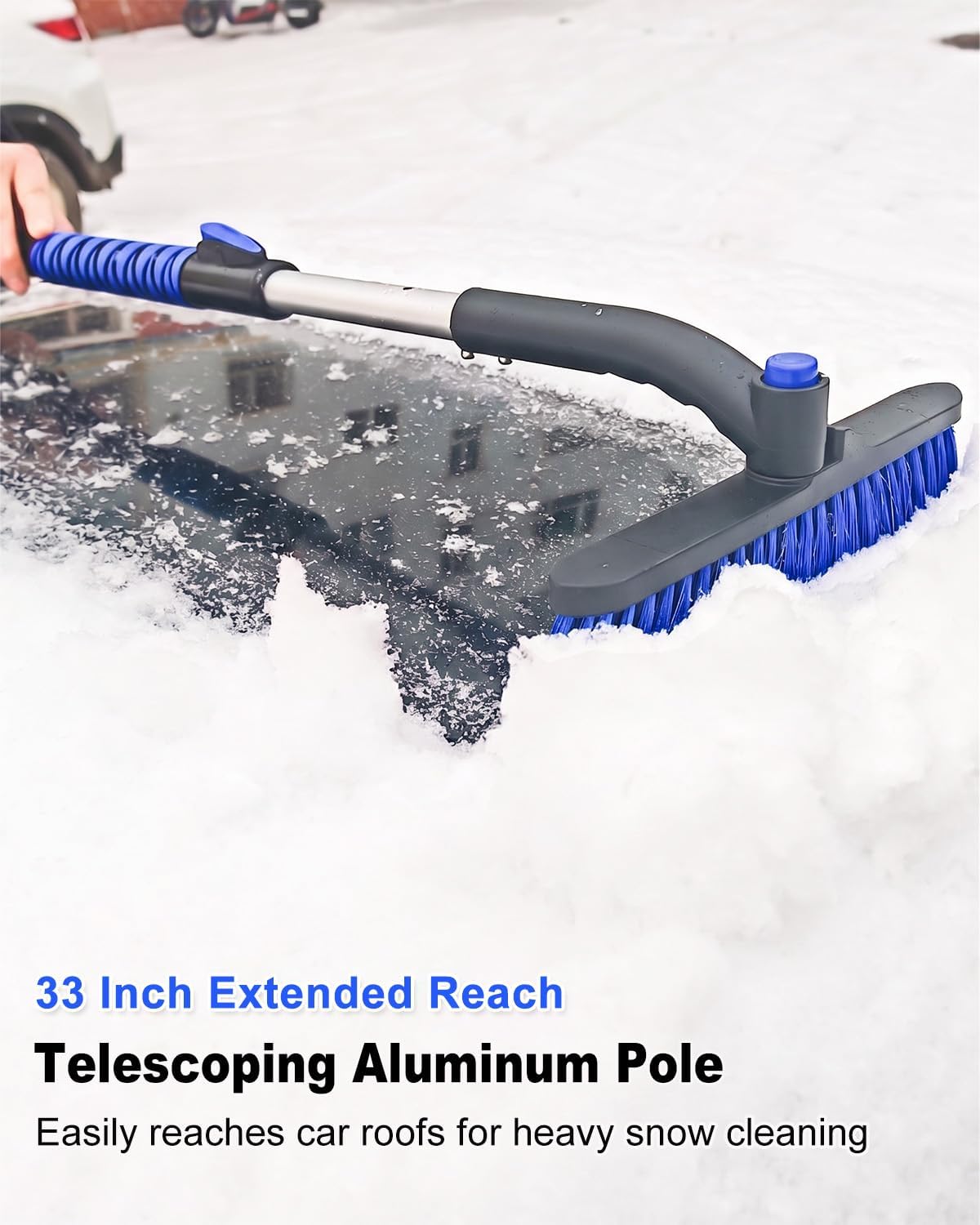 HEEYA 12.6 Inch Large Brush Head with Ice Scraper, Snow Scraper - Blue