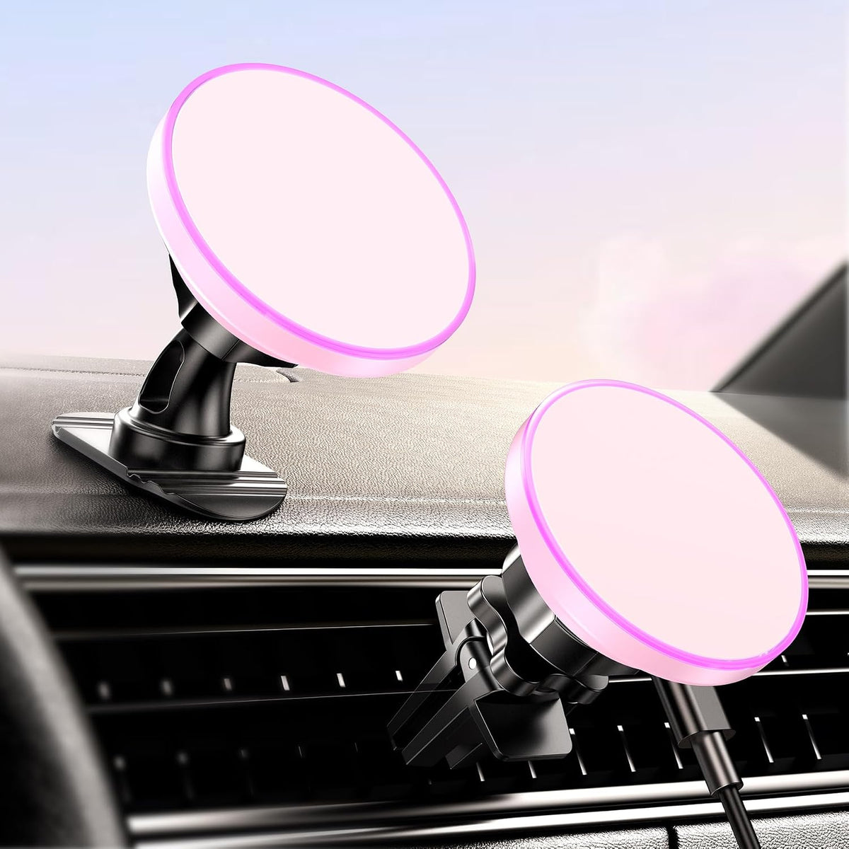 BHHB for iPhone 17 Magsafe Car Mount Charger, [2026 New] 15W 2in1 Magnetic Wireless Car Charger, fits for Magsafe Car Charger, Vent/Dashboard Phone Holder Mount for iPhone 17 16 15 14 13 12 Series