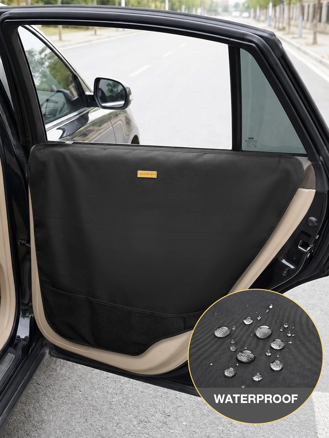 2 Packs Car Door Protector for Dogs, Waterproof Anti-Scratch Shield with Suction Cup (Black) (Black-A)